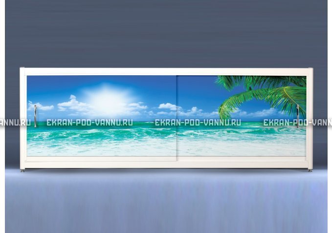 Экран на роликах EUROPLEX Пляж – купить по цене 12400 руб. в интернет-магазине в городе Тюмень картинка 1