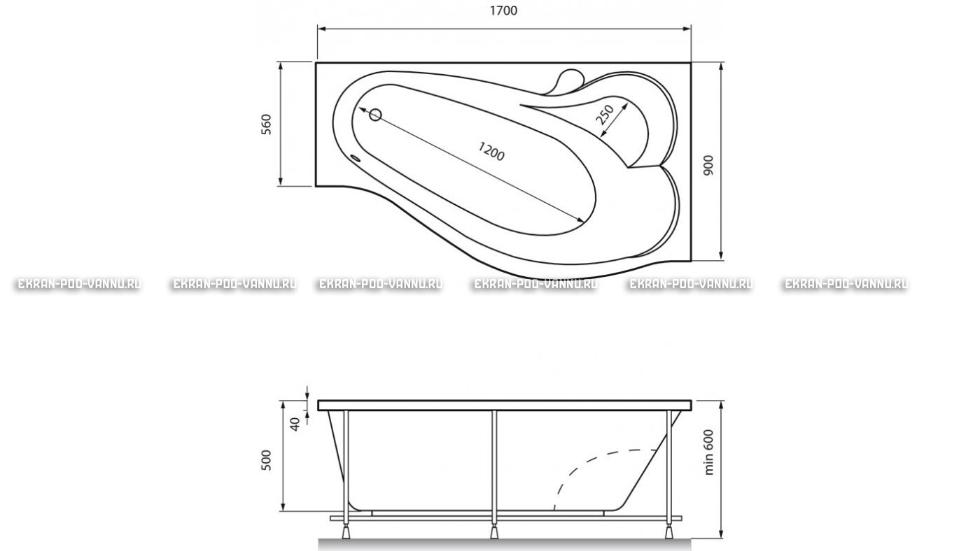Акриловая ванна Relisan Isabella 170x90x60 – купить по цене 24130 руб. в интернет-магазине в городе Тюмень картинка 13