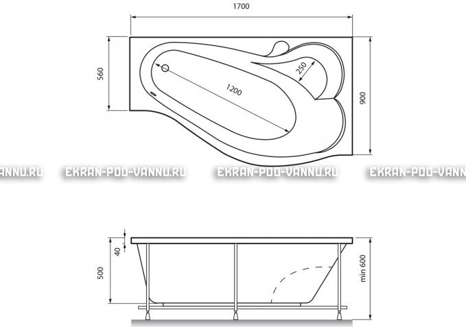 Акриловая ванна Relisan Isabella 170x90x60 – купить по цене 24130 руб. в интернет-магазине в городе Тюмень картинка 4