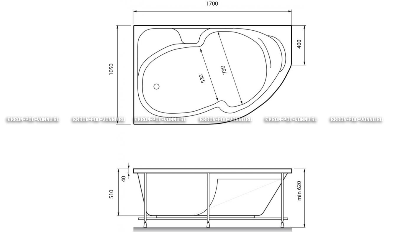 Акриловая ванна Relisan Sofi 170x105 – купить по цене 23480 руб. в интернет-магазине в городе Тюмень картинка 13