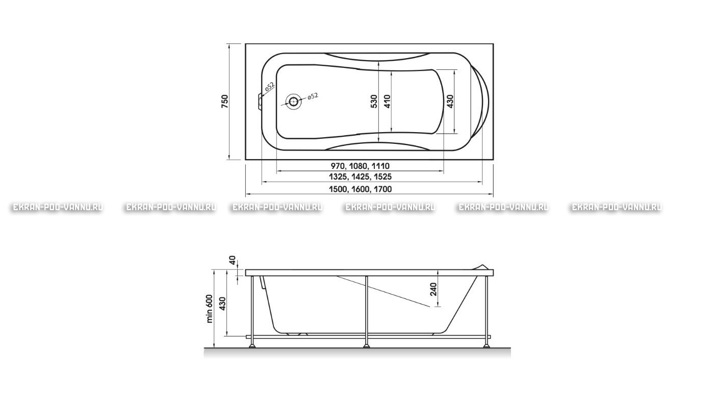Акриловая ванна Relisan Elvira 150x75 – купить по цене 15260 руб. в интернет-магазине в городе Тюмень картинка 10