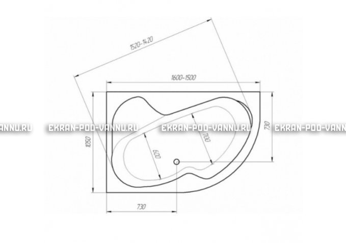 Акриловая ванна 1MarKa Aura 150x105 – купить по цене 16250 руб. в интернет-магазине в городе Тюмень картинка 3