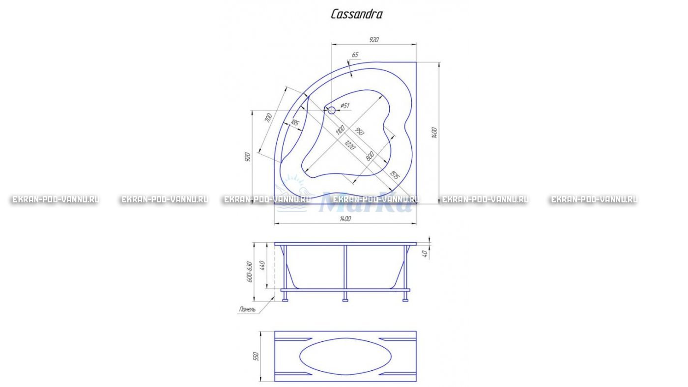 Акриловая ванна 1MarKa Cassandra 140x140 – купить по цене 18620 руб. в интернет-магазине в городе Тюмень картинка 19