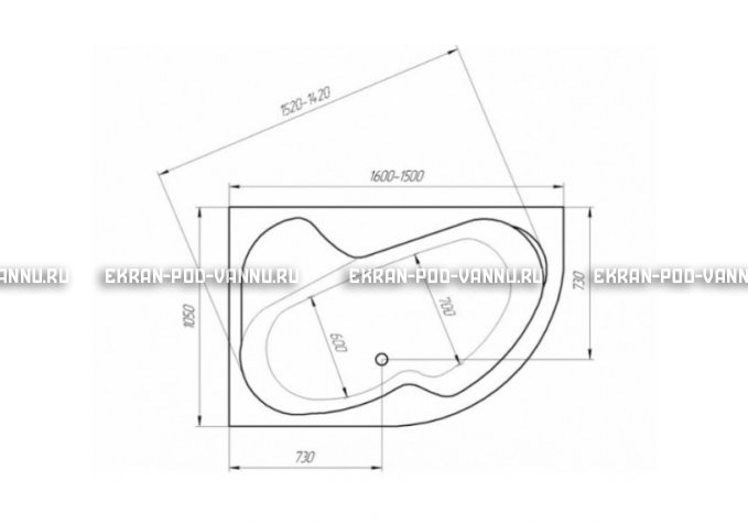Акриловая ванна 1MarKa Imago 160x105 – купить по цене 16700 руб. в интернет-магазине в городе Тюмень картинка 3