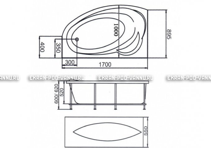 Акриловая ванна 1MarKa Julianna 170x100 – купить по цене 21320 руб. в интернет-магазине в городе Тюмень картинка 3