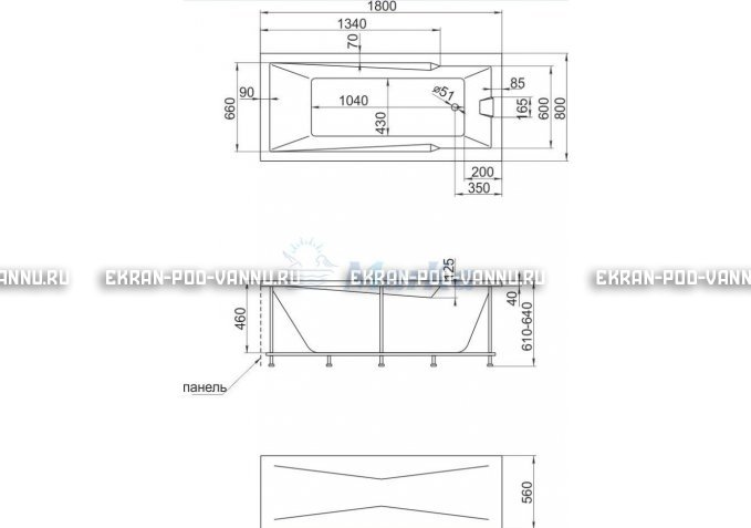 Акриловая ванна 1MarKa Raguza 180x80 – купить по цене 17854 руб. в интернет-магазине в городе Тюмень картинка 4