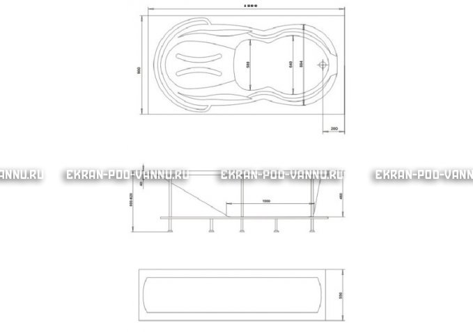 Акриловая ванна 1MarKa Taormina 180x90 – купить по цене 17670 руб. в интернет-магазине в городе Тюмень картинка 3