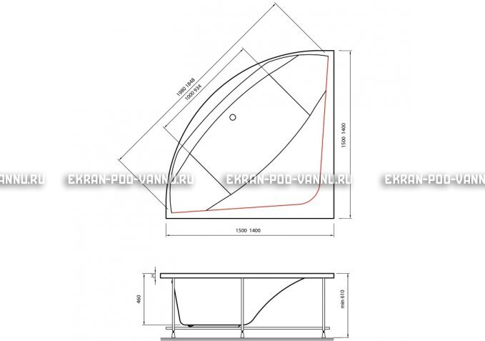 Акриловая ванна Vayer Boomerang 140x140 – купить по цене 53070 руб. в интернет-магазине в городе Тюмень картинка 4