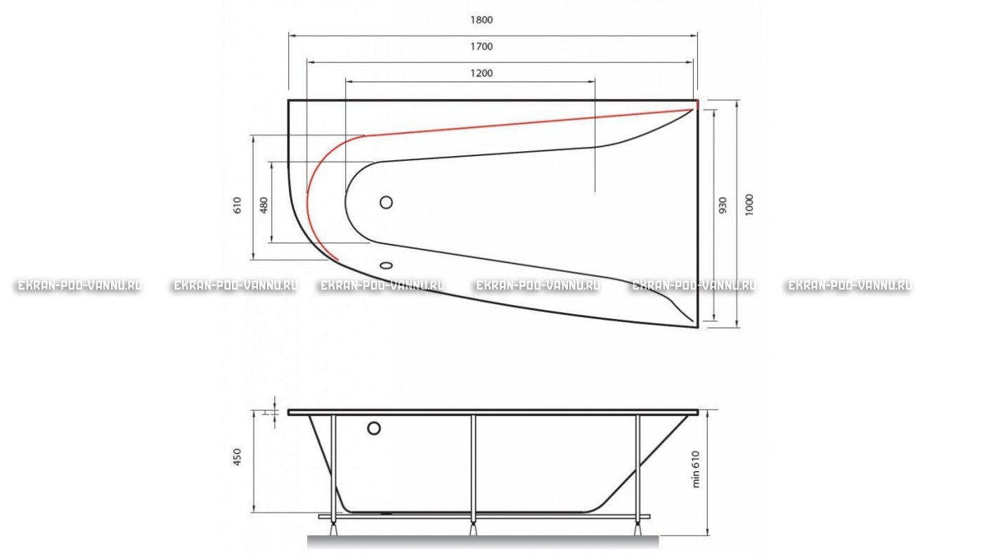 Акриловая ванна Vayer Boomerang 180x100 – купить по цене 53030 руб. в интернет-магазине в городе Тюмень картинка 13