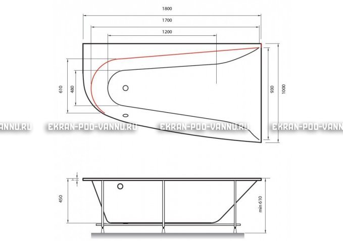 Акриловая ванна Vayer Boomerang 180x100 – купить по цене 53030 руб. в интернет-магазине в городе Тюмень картинка 2