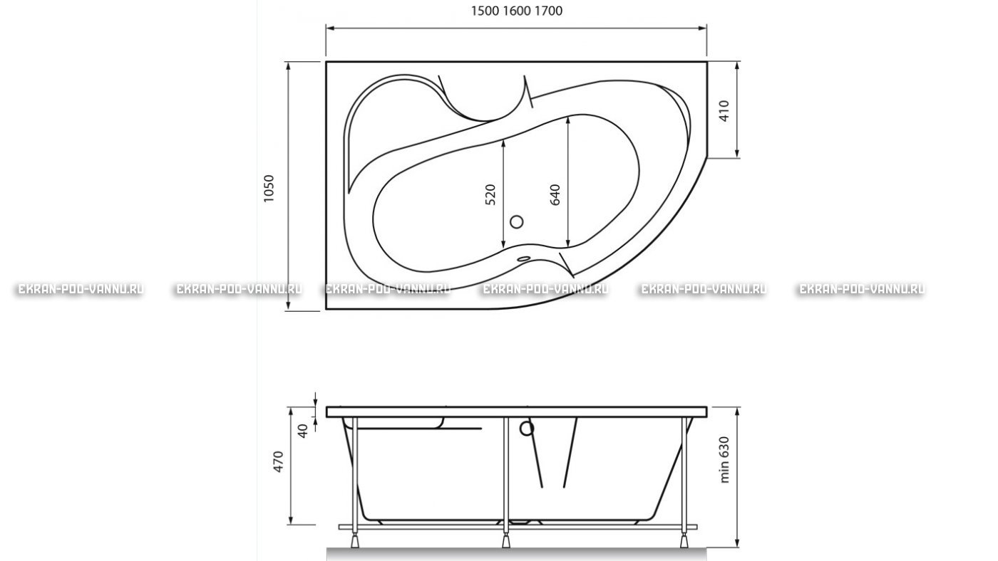 Акриловая ванна Vayer Azalia 160x105 – купить по цене 28220 руб. в интернет-магазине в городе Тюмень картинка 16