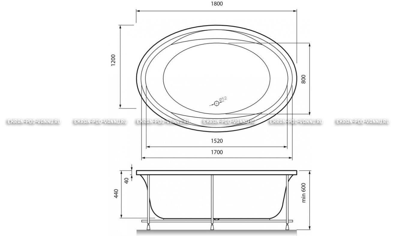 Акриловая ванна Vayer Opal 180x120 – купить по цене 33850 руб. в интернет-магазине в городе Тюмень картинка 13