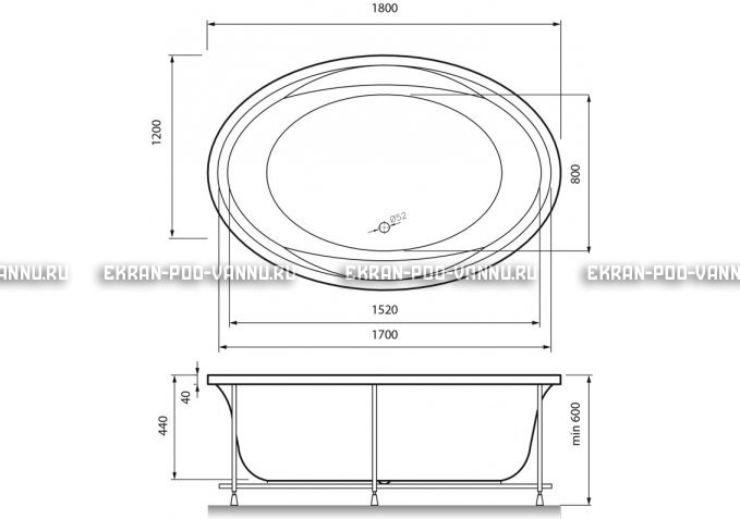 Акриловая ванна Vayer Opal 180x120 – купить по цене 33850 руб. в интернет-магазине в городе Тюмень картинка 4