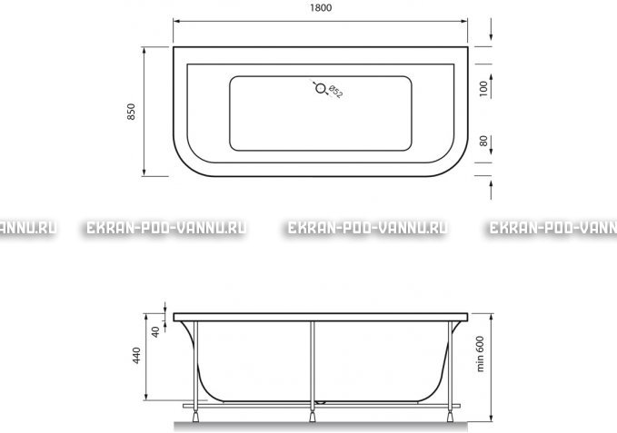 Акриловая ванна Vayer Options BTW 180x85 – купить по цене 25880 руб. в интернет-магазине в городе Тюмень картинка 4